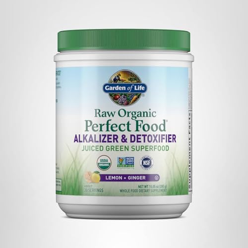 Garden of Life Raw Organic Perfect Food Alkalizer and Detoxifier, Lemon Ginger Flavored Superfood Powder Supplement, 30 Servings - dailyvitalstore