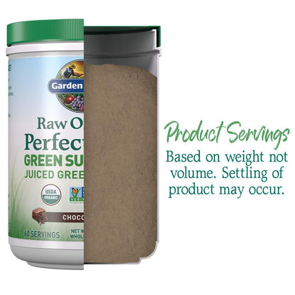 Garden of Life Raw Organic Perfect Food Green Superfood Juiced Greens Powder - Chocolate, 60 Servings, Non-GMO, Gluten Free, Vegan Whole Food Dietary Supplement Plus Probiotics, Enzymes - dailyvitalstore