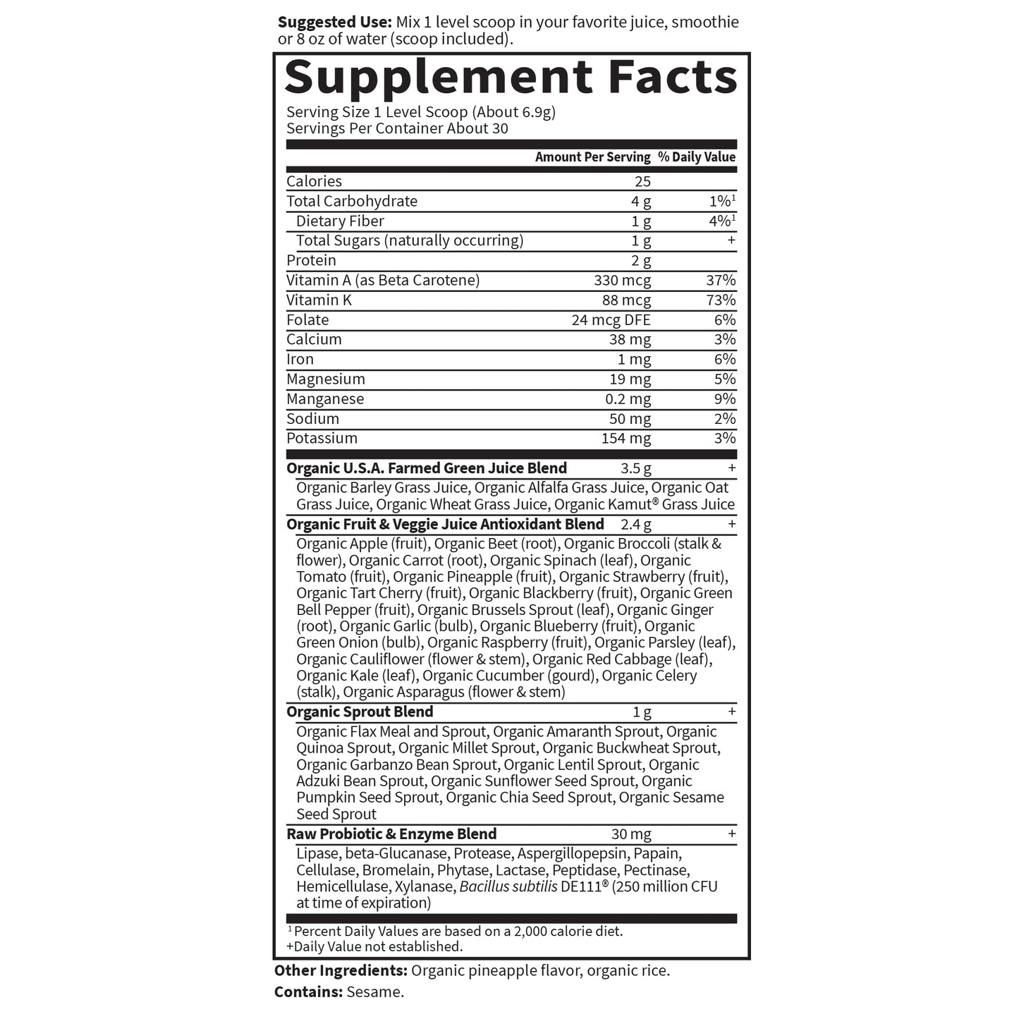 Garden of Life Raw Organic Perfect Food Green Superfood Juiced Greens Powder - Original Stevia-Free, 30 Servings, Non-GMO, Gluten Free Whole Food Dietary - dailyvitalstore