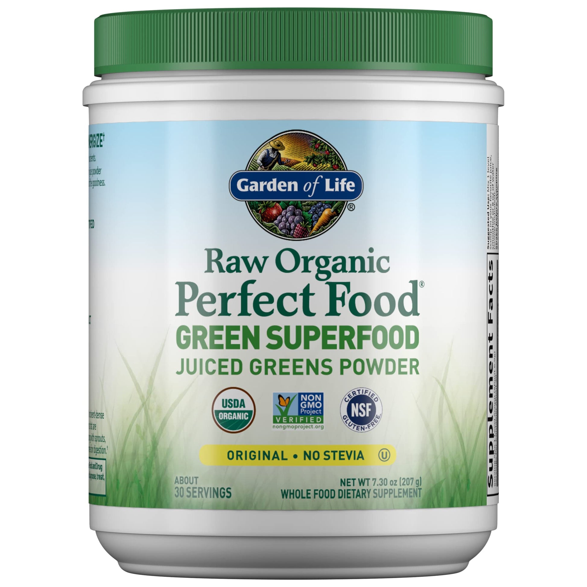 Garden of Life Raw Organic Perfect Food Green Superfood Juiced Greens Powder - Original Stevia-Free, 30 Servings, Non-GMO, Gluten Free Whole Food Dietary - dailyvitalstore