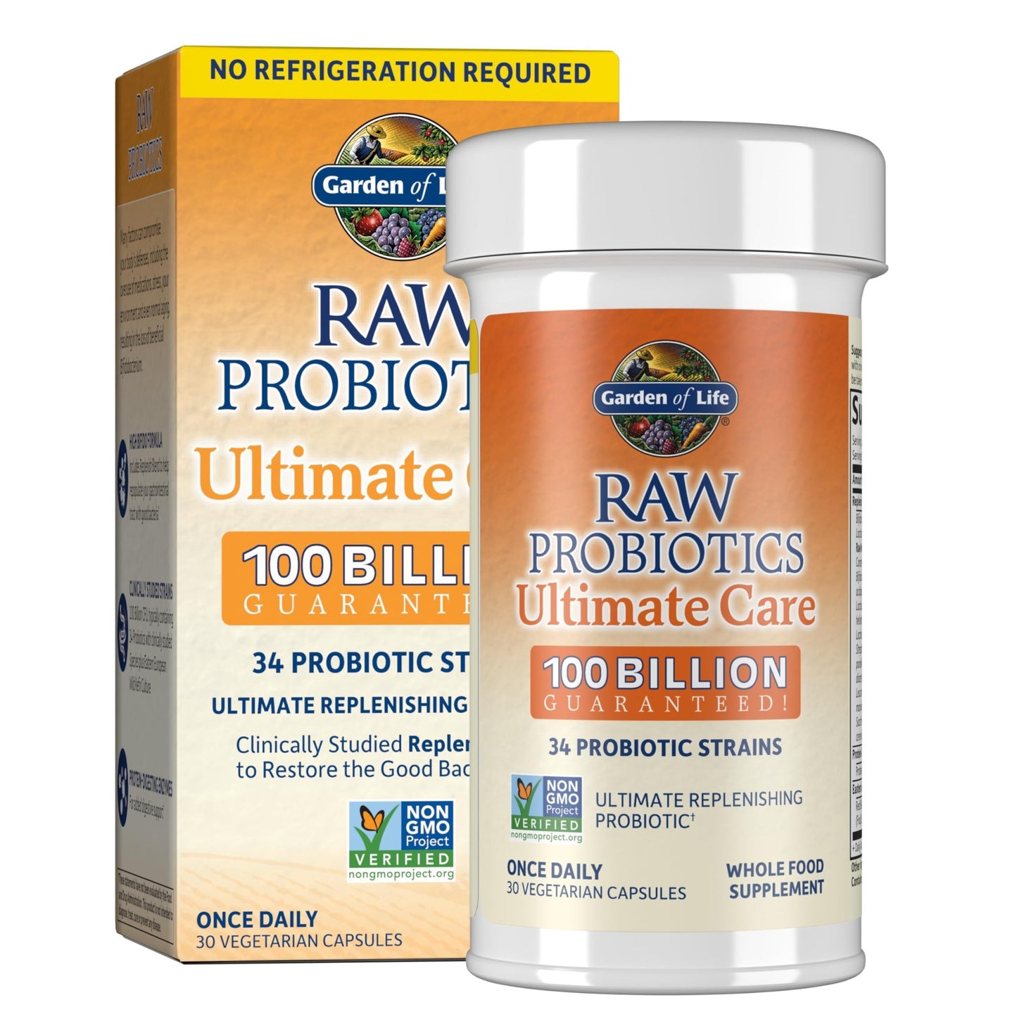 Garden of Life Raw Probiotics for Women and Men with Digestive Enzymes, 100 Billion CFU, Clinically Studied Strains, Shelf Stable, 30 Capsules - dailyvitalstore