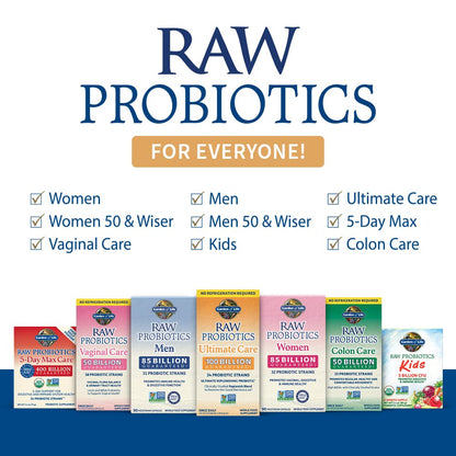 Garden of Life Raw Probiotics for Women and Men with Digestive Enzymes, 100 Billion CFU, Clinically Studied Strains, Shelf Stable, 30 Capsules - dailyvitalstore