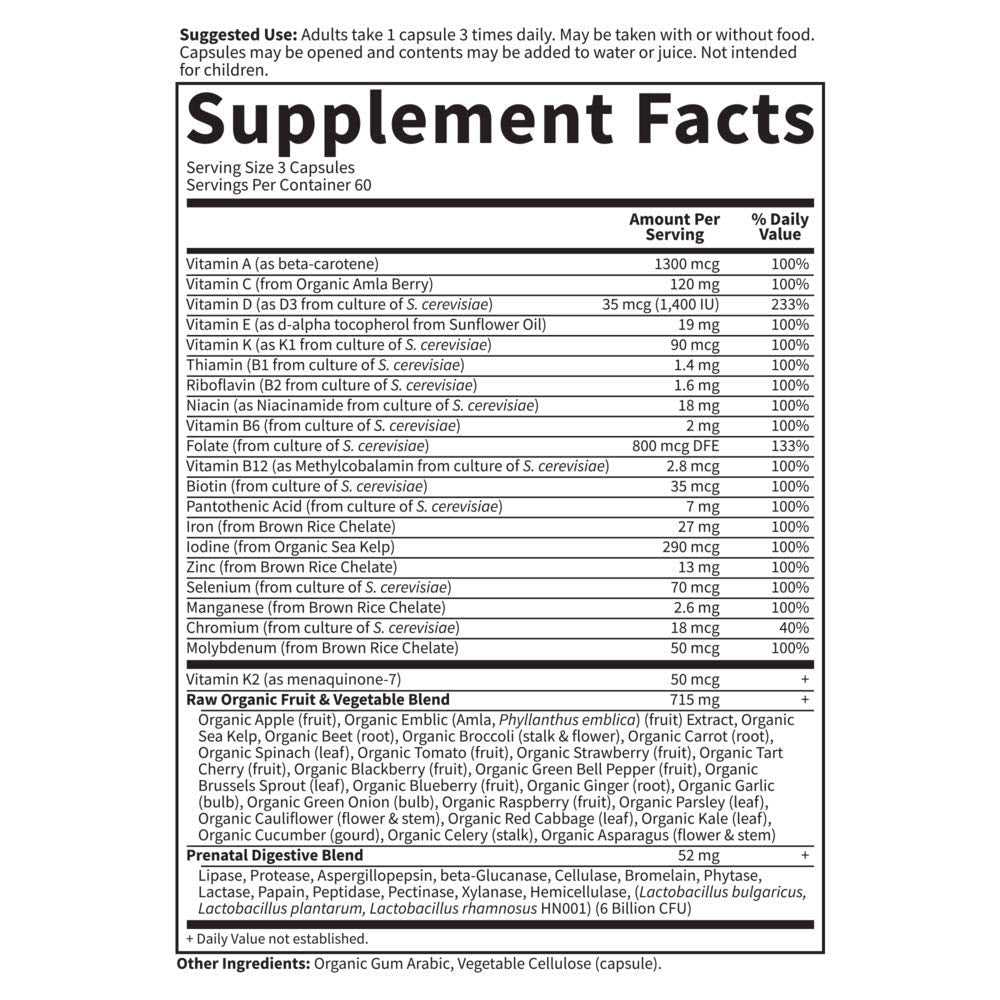 Garden Of Life, Raw Vitamin Code Prenatal, 180 Vegetarian Capsules - dailyvitalstore