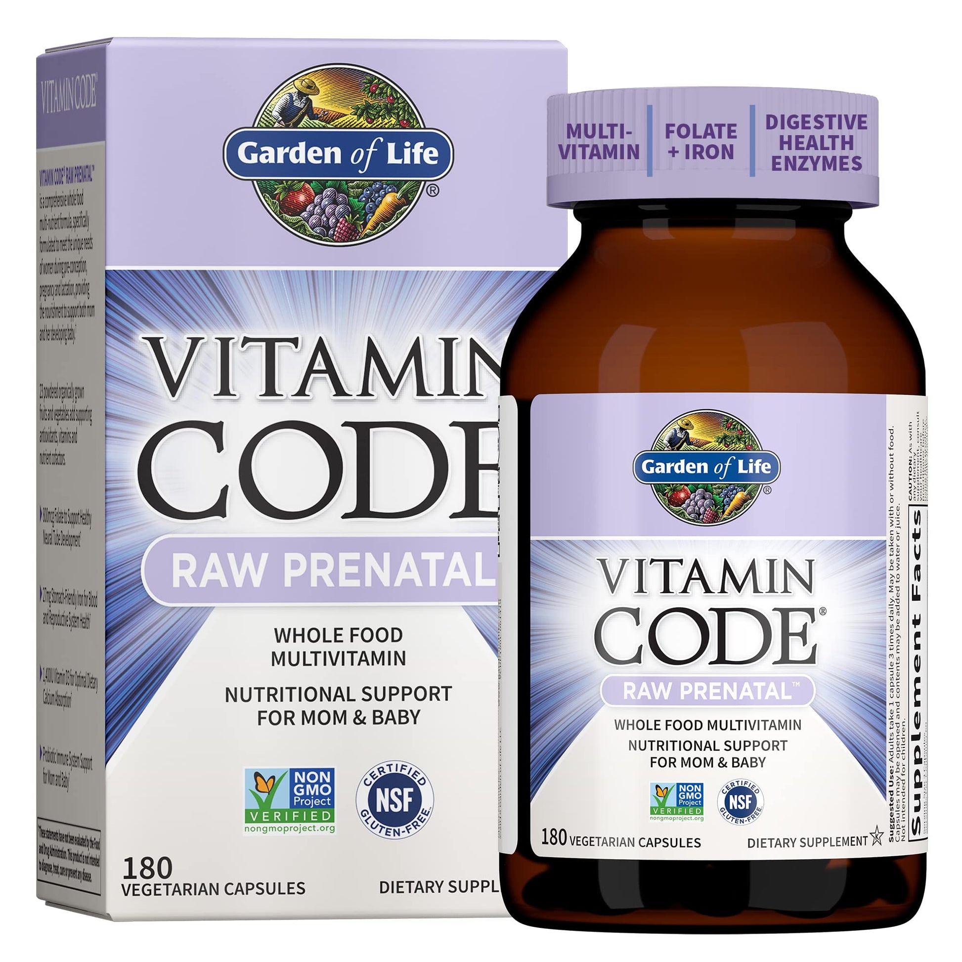 Garden Of Life, Raw Vitamin Code Prenatal, 180 Vegetarian Capsules - dailyvitalstore