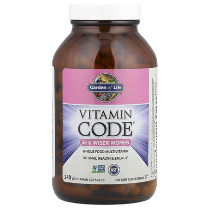 Garden of Life Vitamin Code Multivitamin for Women 50 & Over, B Vitamins, A, C, D3, E & K, CoQ10, Probiotics & Enzymes - dailyvitalstore