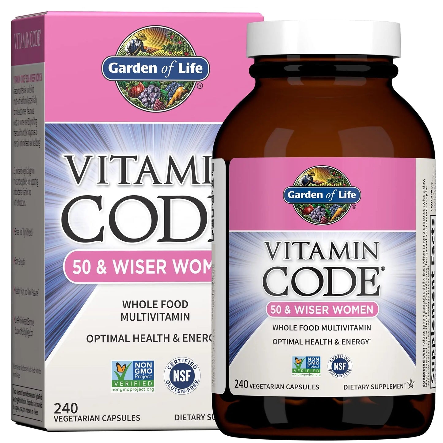Garden of Life Vitamin Code Multivitamin for Women 50 & Over, B Vitamins, A, C, D3, E & K, CoQ10, Probiotics & Enzymes - dailyvitalstore