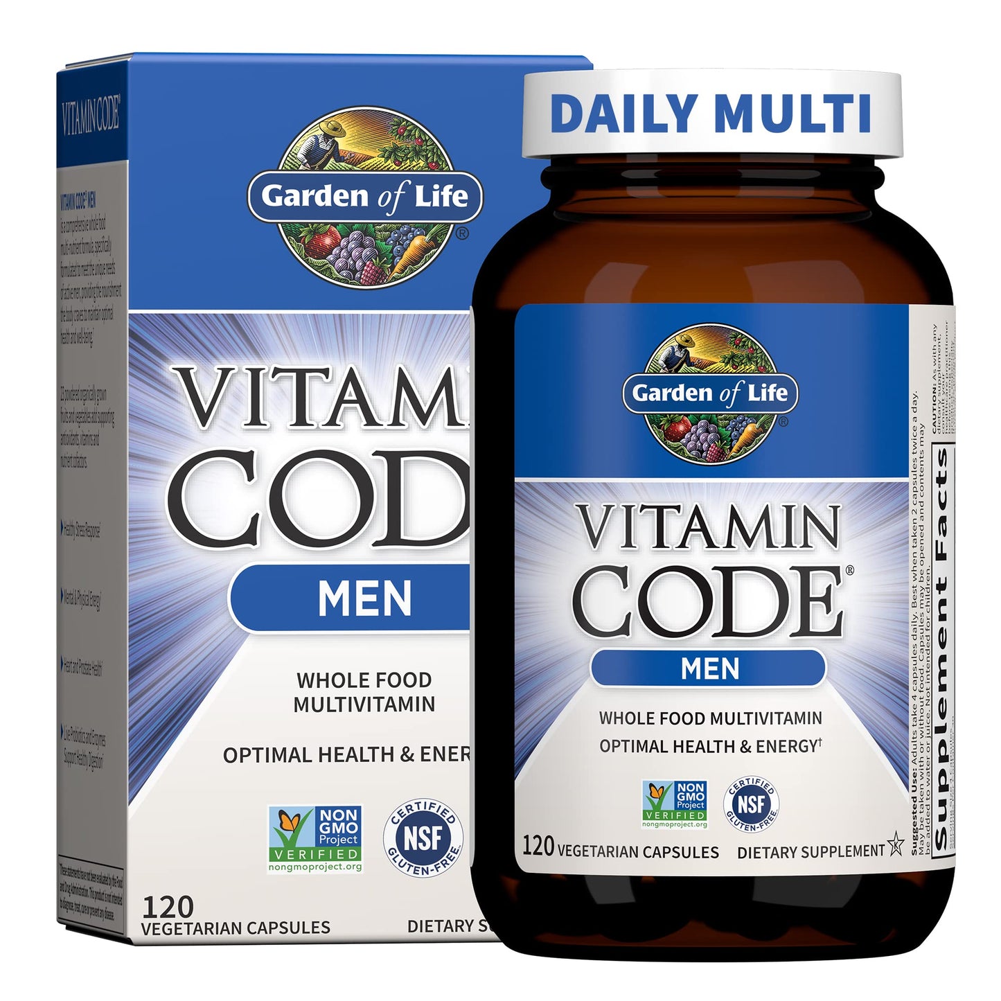 Garden of Life Vitamin Code Whole Food Multivitamin for Men - 120 Capsules, Vitamins for Men, Fruit & Veggie Blend and Probiotics for Energy - dailyvitalstore