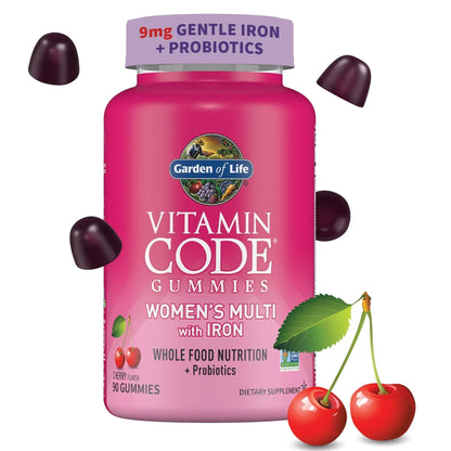 Garden of Life Vitamin Code Women’s Multivitamin Gummy with Iron: Folate, Biotin, D3 & B12 for Hair, Skin & Nails - dailyvitalstore