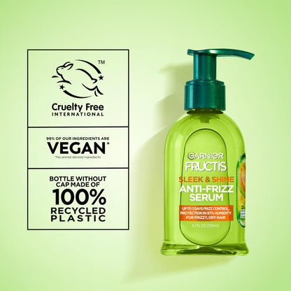 Garnier Fructis Sleek & Shine Anti-Frizz Serum for Frizzy, Dry Hair, Argan Oil, 5.1 Fl Oz, 1 Count (Packaging May Vary) - dailyvitalstore