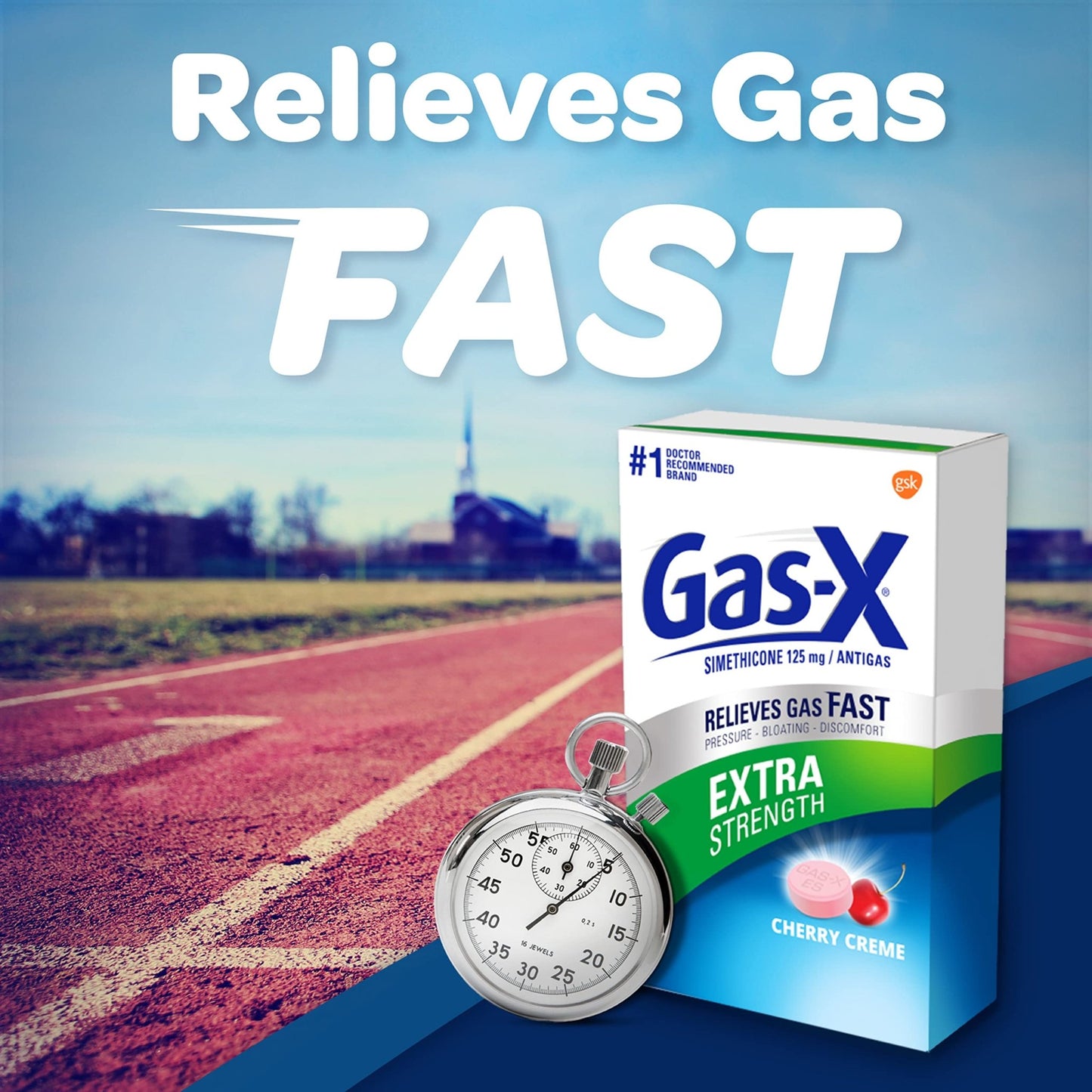 Gas-X Extra Strength Chewable Gas Relief Tablets with Simethicone 125 mg for Bloating Relief, Cherry - 72 Count - dailyvitalstore