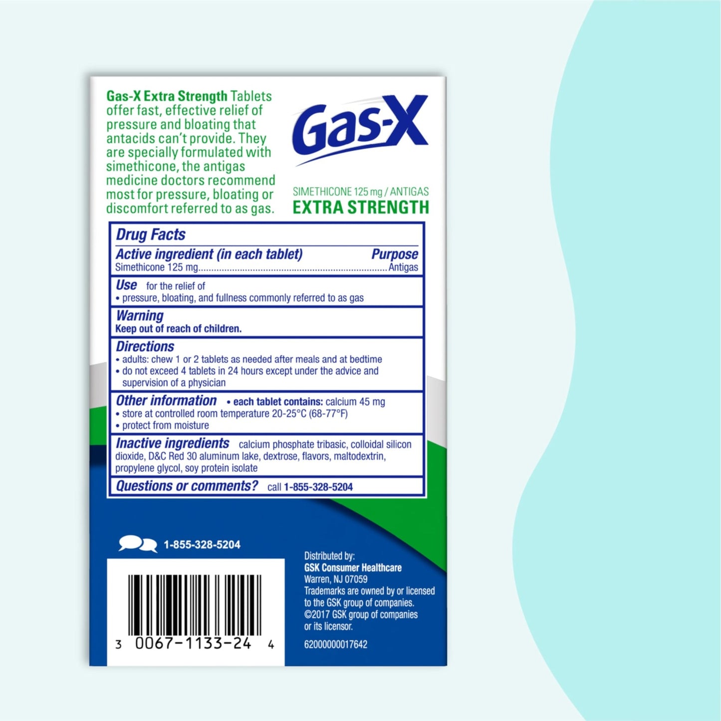 Gas-X Extra Strength Chewable Gas Relief Tablets with Simethicone 125 mg for Bloating Relief, Cherry - 72 Count - dailyvitalstore
