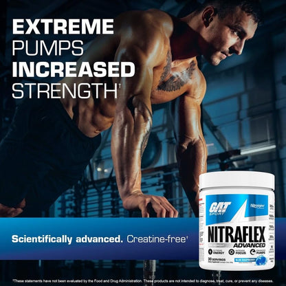 GAT SPORT Nitraflex Advanced Pre-Workout Powder, Increases Blood Flow, Boosts Strength and Energy, Improves Exercise Performance, Men & Women (Fruit Punch, 30 Servings) - dailyvitalstore