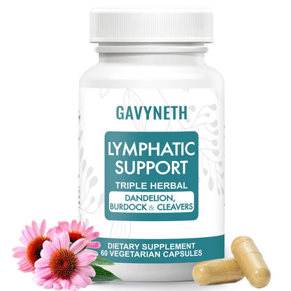 GAVYNETH Lymphatic Drainage Supplements for Lymph System Support – Echinacea, Dandelion & Burdock for Immune & Circulation Support, Vegan Herbal Formula for Women & Men, 60 Capsules - dailyvitalstore