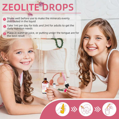 Geeoasis Zeolite Detox for Kids & Adults, 300 mg Zeolite Clinoptilolite Liquid with Vitamin B12 & D3, Vitamin C & Zinc Gluconate, Immune Support & Gut Health, Natural Strawberry Flavor, 2 Fl Oz - dailyvitalstore