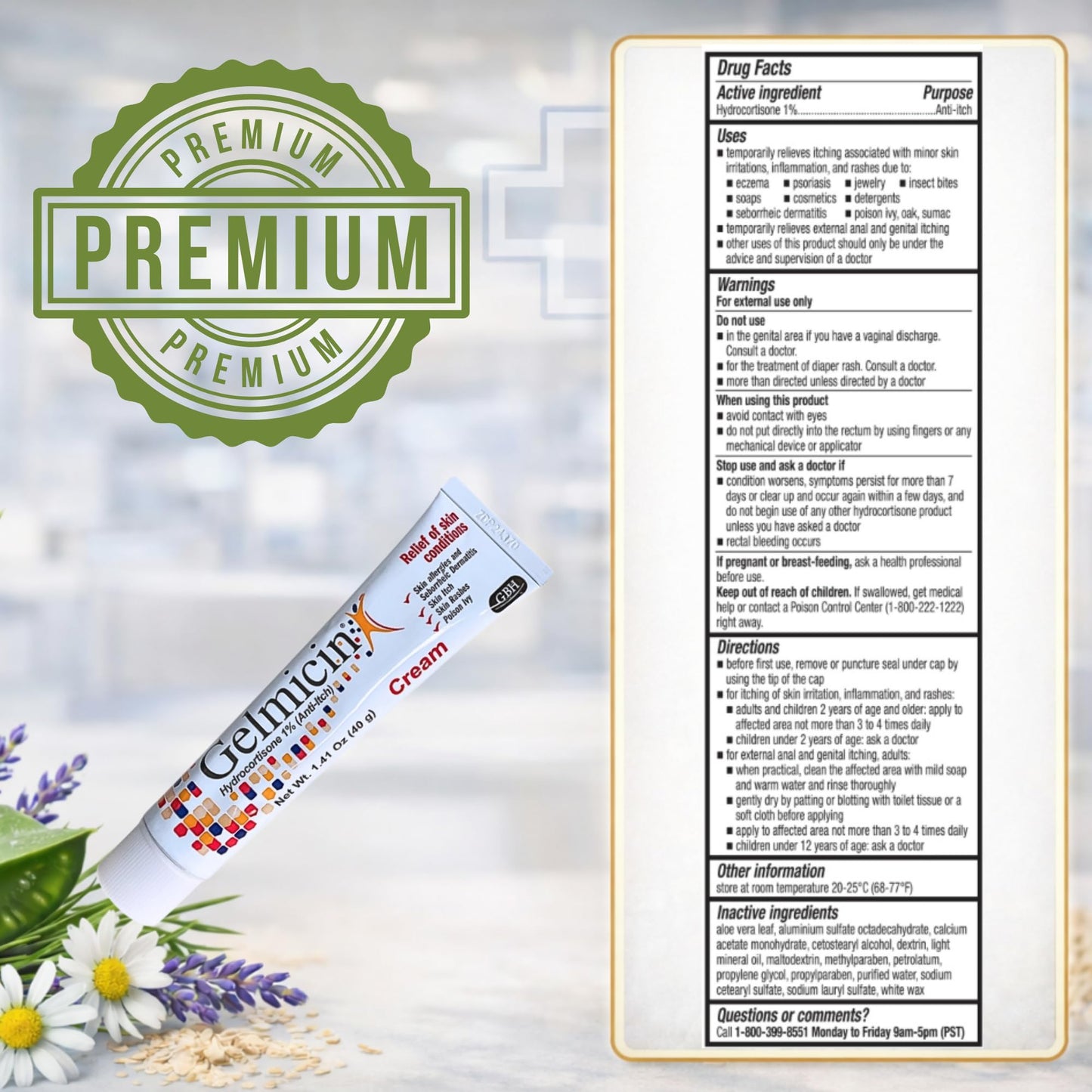 Gelmicin Cream 40g Skin Allergies, Skin Itch, Skin Rashes, Poison Ivy Relief- Contains 1.41 oz - dailyvitalstore