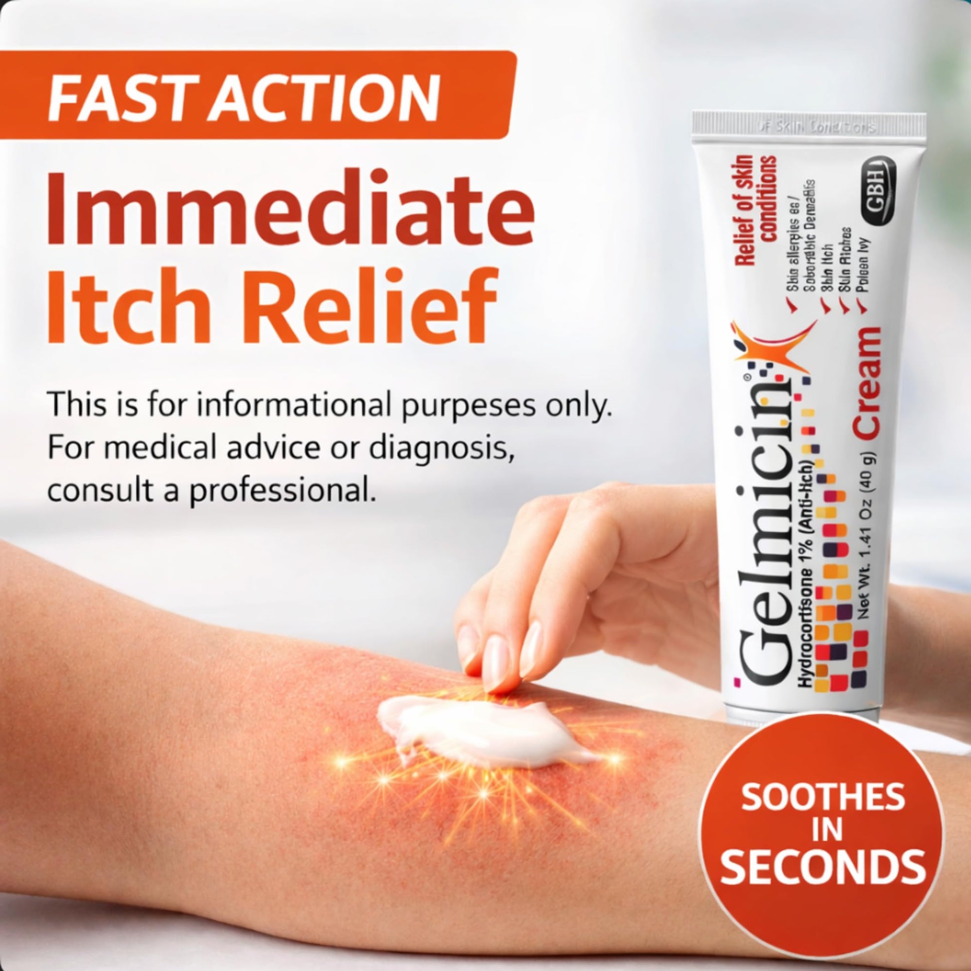 Gelmicin Cream 40g Skin Allergies, Skin Itch, Skin Rashes, Poison Ivy Relief- Contains 1.41 oz - dailyvitalstore