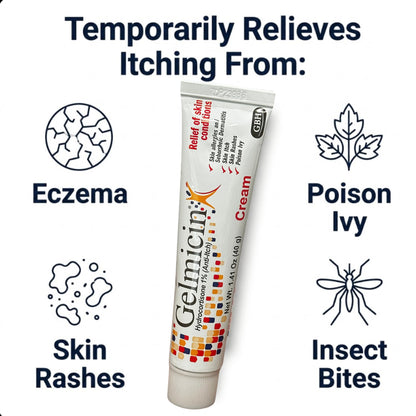 Gelmicin Cream 40g Skin Allergies, Skin Itch, Skin Rashes, Poison Ivy Relief- Contains 1.41 oz - dailyvitalstore