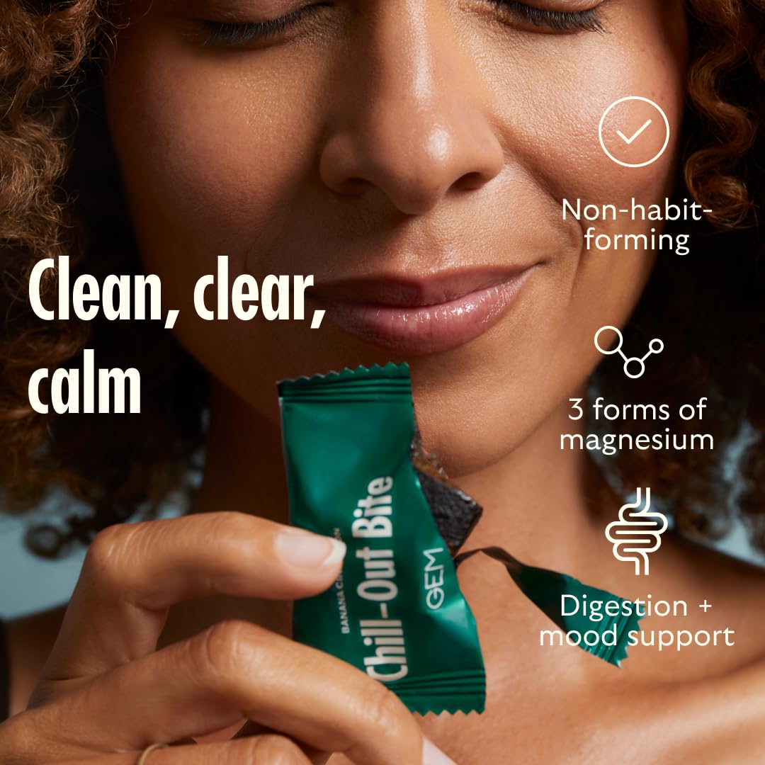 GEM Calm Bite | Supports Calm Mind & Clarity | Magnesium L-Threonate, Golden Chlorella, Lemon Balm | Holistic Non-Habit Forming | Gluten Free, Soy Free, Banana Cinnamon (7 Count) - dailyvitalstore