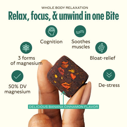 GEM Calm Bite | Supports Calm Mind & Clarity | Magnesium L-Threonate, Golden Chlorella, Lemon Balm | Holistic Non-Habit Forming | Gluten Free, Soy Free, Banana Cinnamon (7 Count) - dailyvitalstore