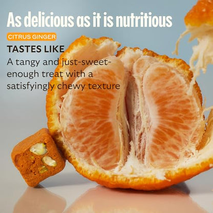 GEM Daily Bite for Women & Men, with 20+ Vitamins, Minerals, & Superfoods Like Zinc, Vitamin D, B-Complex, K, Turmeric, Fiber & Prebiotics, Beta Glucan GLP-1 Support & Immunity (Citrus Ginger,7 count) - dailyvitalstore