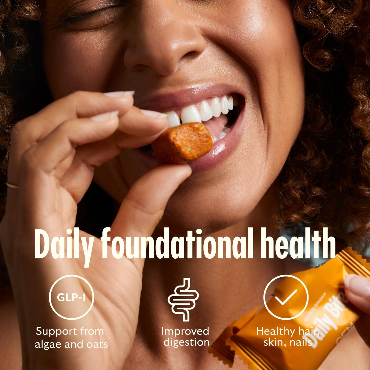GEM Daily Bite for Women & Men, with 20+ Vitamins, Minerals, & Superfoods Like Zinc, Vitamin D, B-Complex, K, Turmeric, Fiber & Prebiotics, Beta Glucan GLP-1 Support & Immunity (Citrus Ginger,7 count) - dailyvitalstore