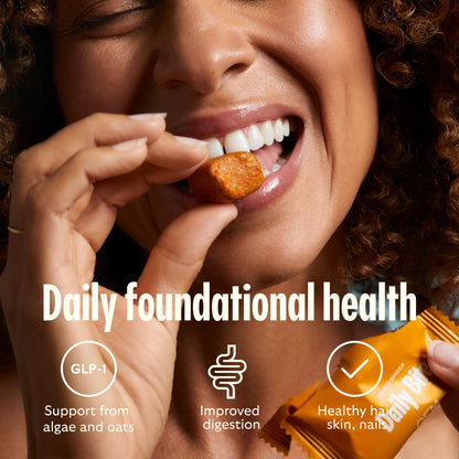 GEM Daily Bite for Women & Men, with 20+ Vitamins, Minerals, & Superfoods Like Zinc, Vitamin D, B-Complex, K, Turmeric, Fiber & Prebiotics, Beta Glucan GLP-1 Support & Immunity (Citrus Ginger,7 count) - dailyvitalstore