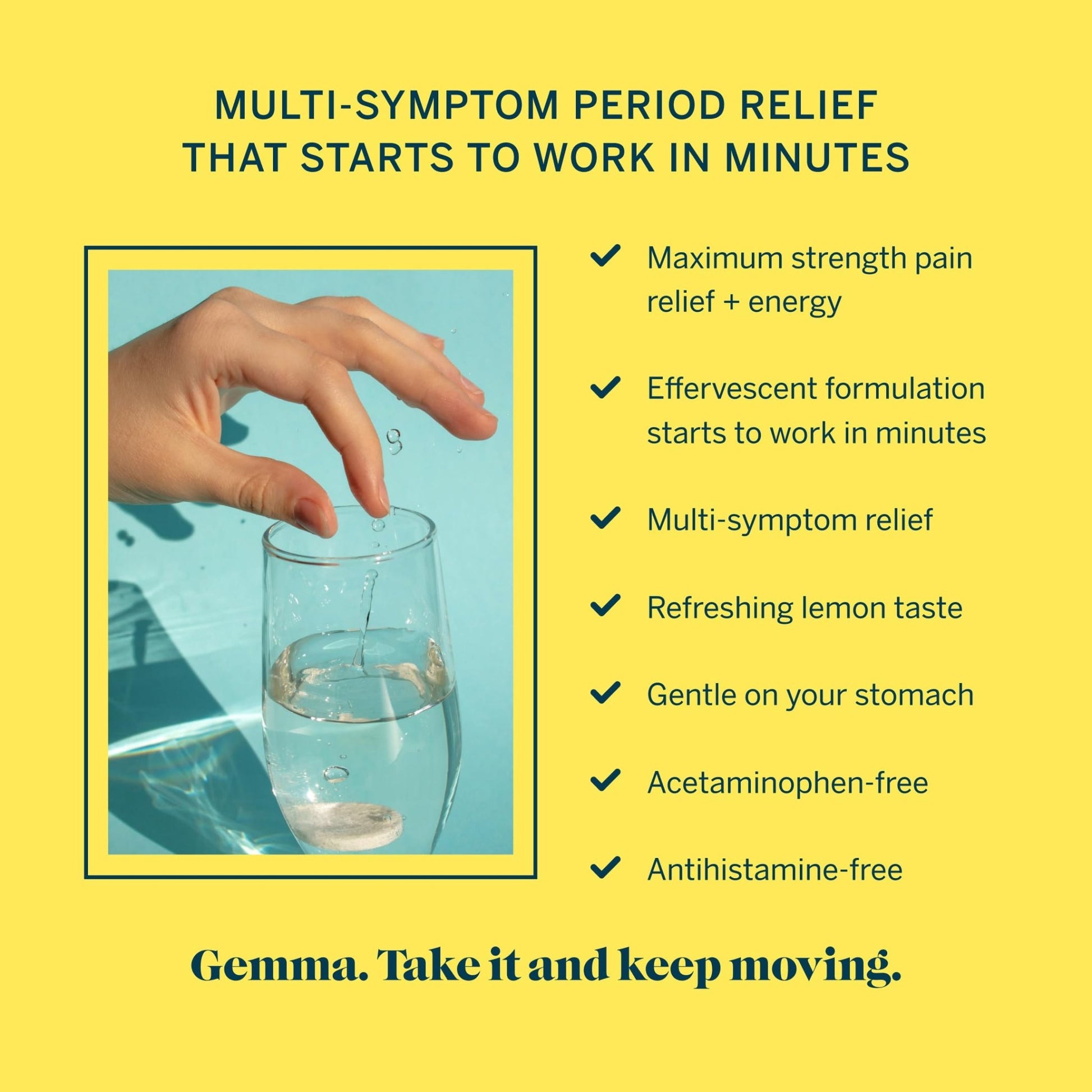 Gemma Cut The Cramp - Fast Menstrual Cramp & Period Pain Relief - Multi-Symptom Formula Treats Menstrual Cramps, Fatigue, Bloating, Headache in 15 Minutes - dailyvitalstore