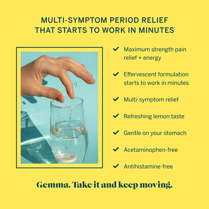 Gemma Cut The Cramp - Fast Menstrual Cramp & Period Pain Relief - Multi-Symptom Formula Treats Menstrual Cramps, Fatigue, Bloating, Headache in 15 Minutes - dailyvitalstore