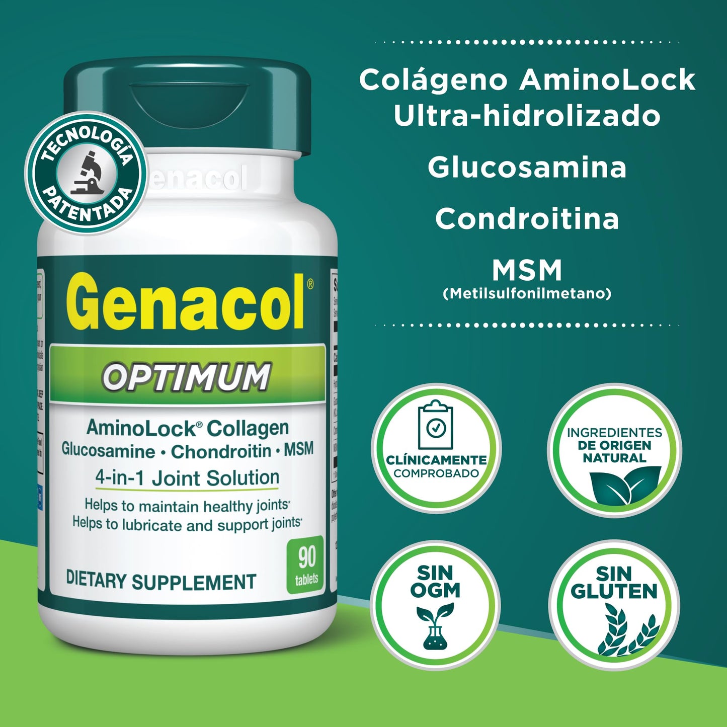Genacol Optimum – Glucosamine, Chondroitin, MSM and Ultra-Hydrolyzed Collagen Tablets, Maintains Healthy Joints, Protects & Lubricate Cartilage, 90 Tablets (30-Day Supply) - dailyvitalstore