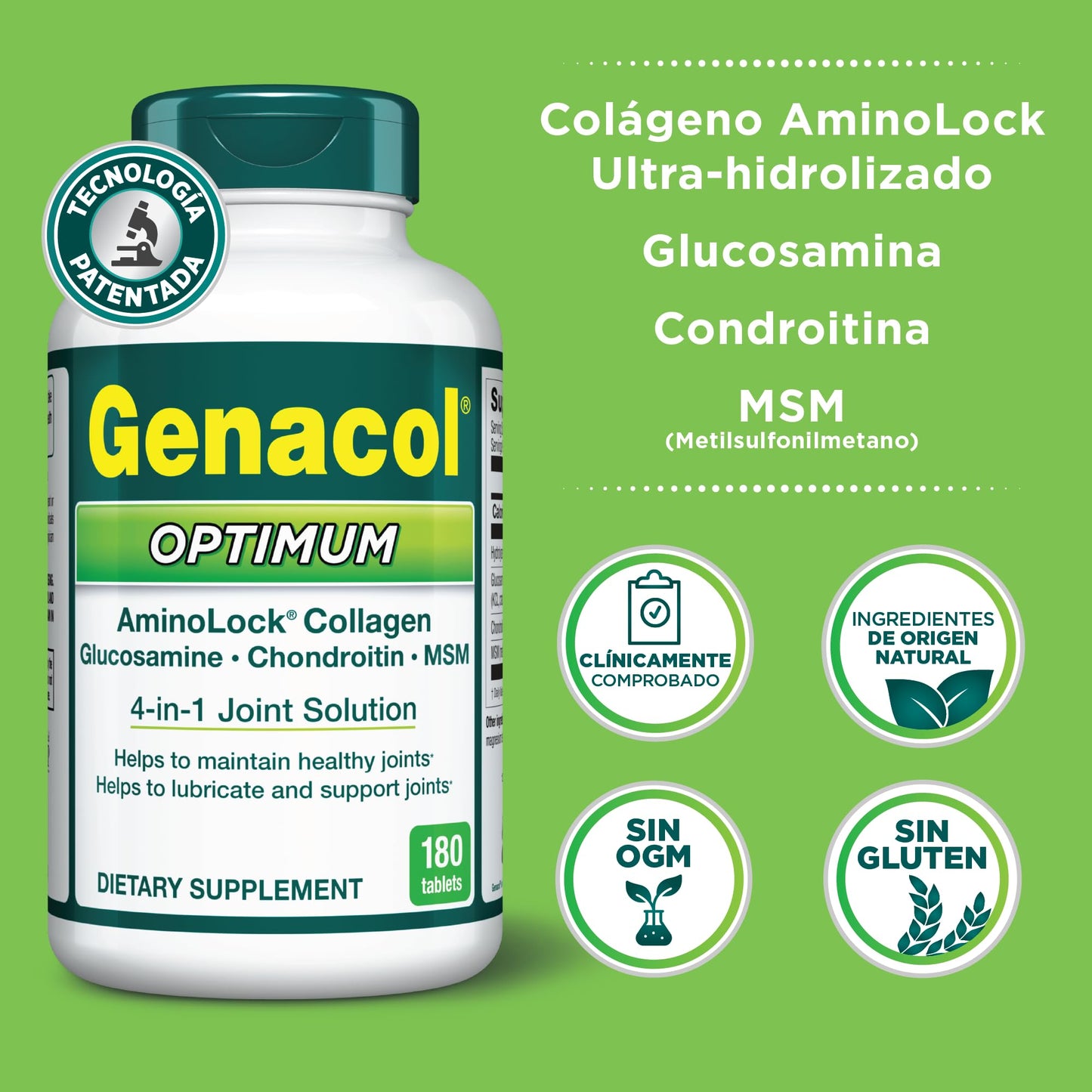 Genacol Optimum – Glucosamine, Chondroitin, MSM & Ultra-Hydrolyzed Collagen, Joint Support Tablets, 180 Count (60-Day Supply) - dailyvitalstore