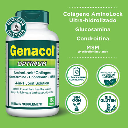 Genacol Optimum – Glucosamine, Chondroitin, MSM & Ultra-Hydrolyzed Collagen, Joint Support Tablets, 180 Count (60-Day Supply) - dailyvitalstore