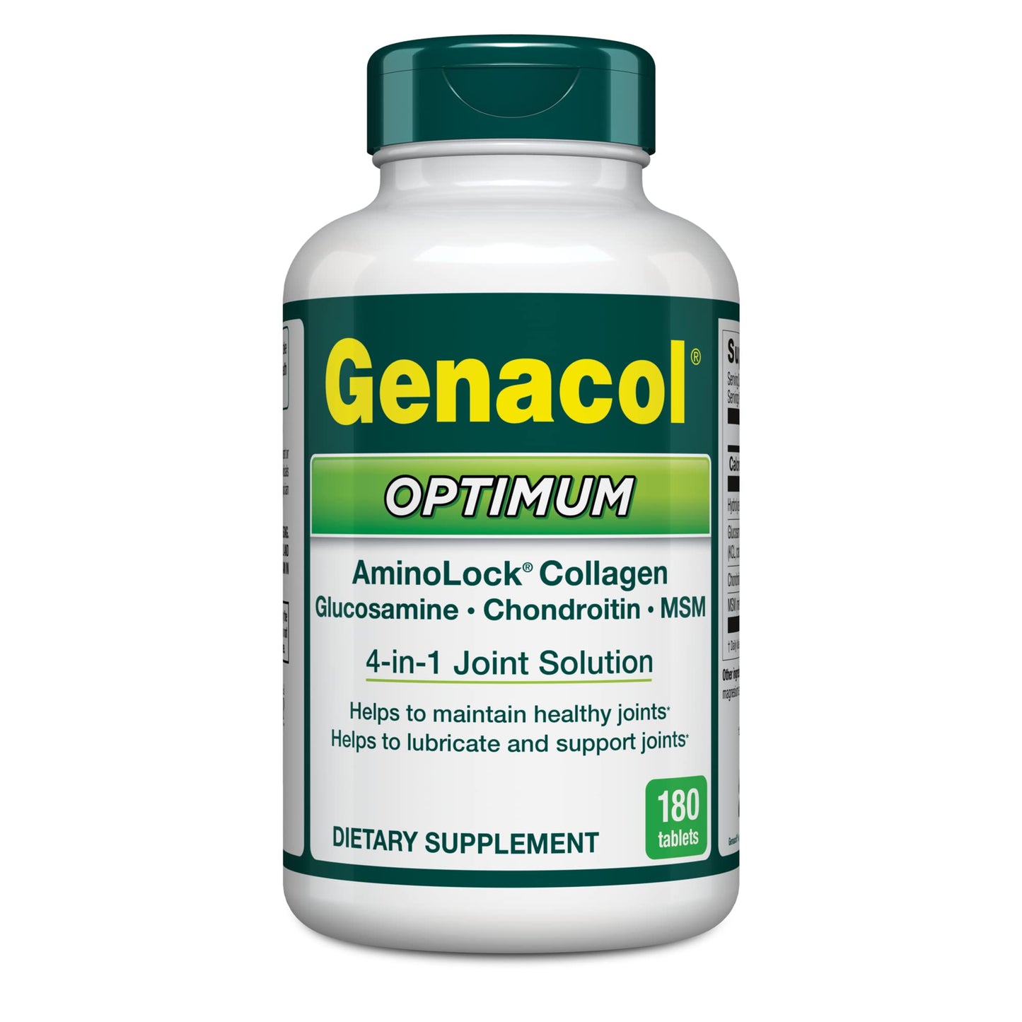 Genacol Optimum – Glucosamine, Chondroitin, MSM & Ultra-Hydrolyzed Collagen, Joint Support Tablets, 180 Count (60-Day Supply) - dailyvitalstore