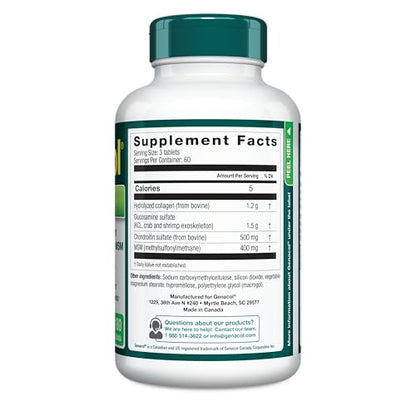 Genacol Optimum – Glucosamine, Chondroitin, MSM & Ultra-Hydrolyzed Collagen, Joint Support Tablets, 180 Count (60-Day Supply) - dailyvitalstore