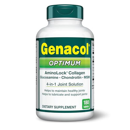 Genacol Optimum – Glucosamine, Chondroitin, MSM & Ultra-Hydrolyzed Collagen, Joint Support Tablets, 180 Count (60-Day Supply) - dailyvitalstore