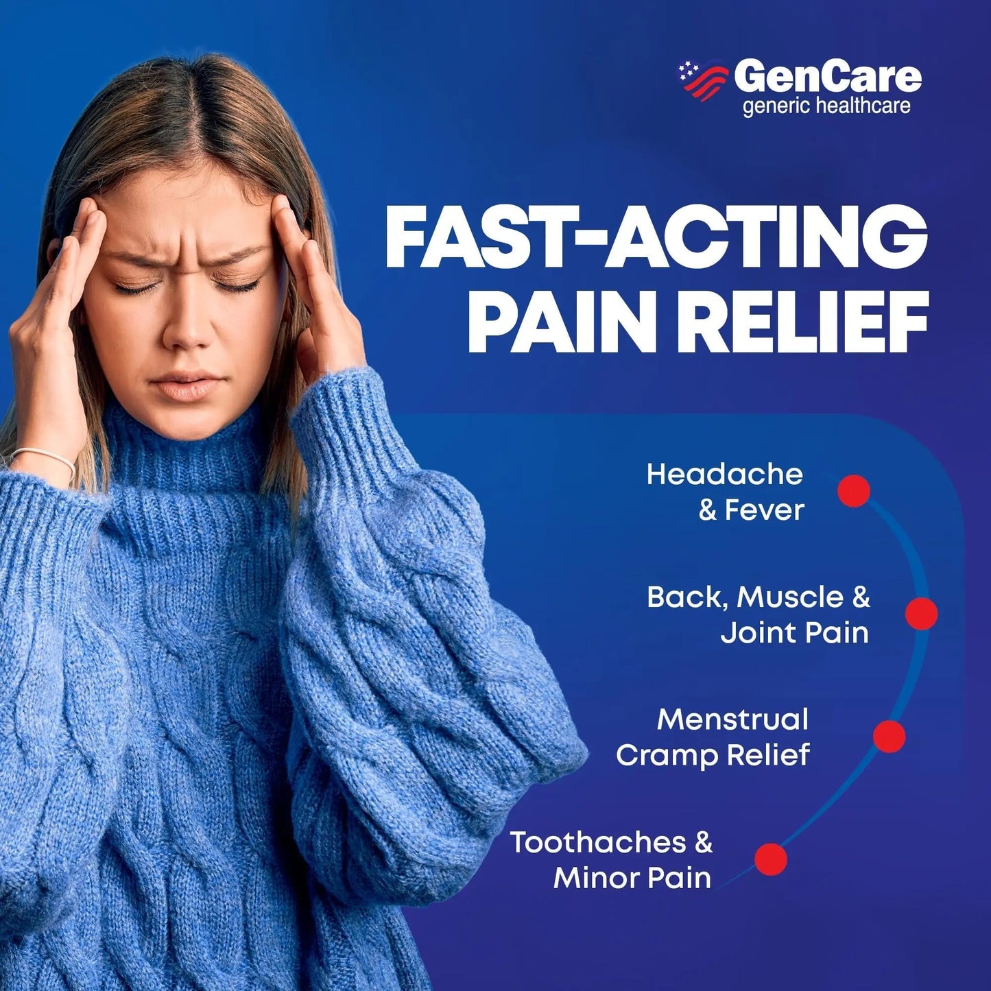 GenCare - Acetaminophen 500mg Extra Strength Pain Relief (300 Caplets) - Multi Symptom Pain Reliever for Headache, Sinus, Arthritis, Back Pain Muscle Ache, Toothache, Fever Reducer, Migraine - dailyvitalstore