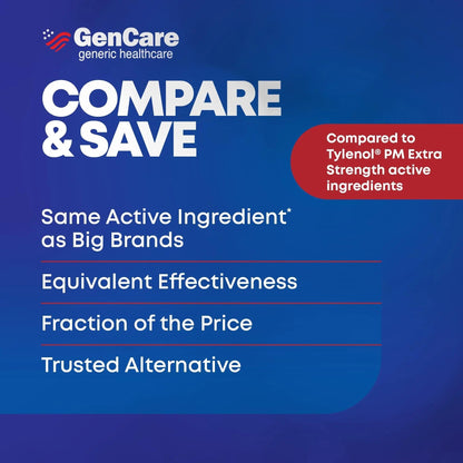 GenCare Extra Strength Acetaminophen PM 500 mg (375 Tablets) | Ultimate Pain Relief & Sleep Support for Adults | Quick Acting & Non Habit Forming Headache Relief | Eases Aches & Joint Discomfort - dailyvitalstore