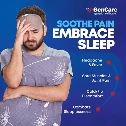 GenCare Extra Strength Acetaminophen PM 500 mg (375 Tablets) | Ultimate Pain Relief & Sleep Support for Adults | Quick Acting & Non Habit Forming Headache Relief | Eases Aches & Joint Discomfort - dailyvitalstore