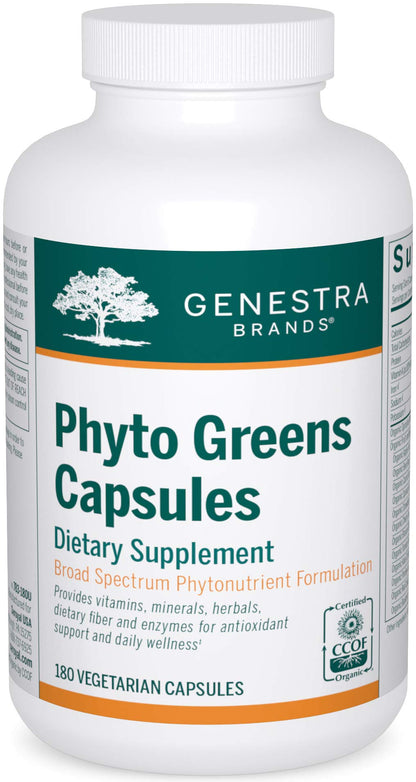 Genestra Brands Phyto Greens Capsules | Vitamins, Dietary Fiber and Enzymes for Optimum Nutrition | 180 Capsules - dailyvitalstore