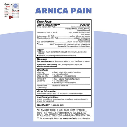 Genexa Adult Pain Relief Bundle | 500mg Acetaminophen Caplets + Homeopathic Arnica Chewables | Fast Relief for Headache, Joint & Muscle Pain | OTC + Homeopathic Combo | No Dyes or Artificial Additives - dailyvitalstore