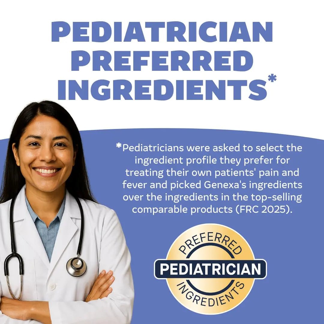 Genexa Children's Clean Acetaminophen | Pediatrician Preferred Ingredients | Pain & Fever Reducer for Kids | Dye Free, 0% Artificial Additives | Ages 2-11, Delicious Organic Blueberry Liquid, 4 fl oz - dailyvitalstore