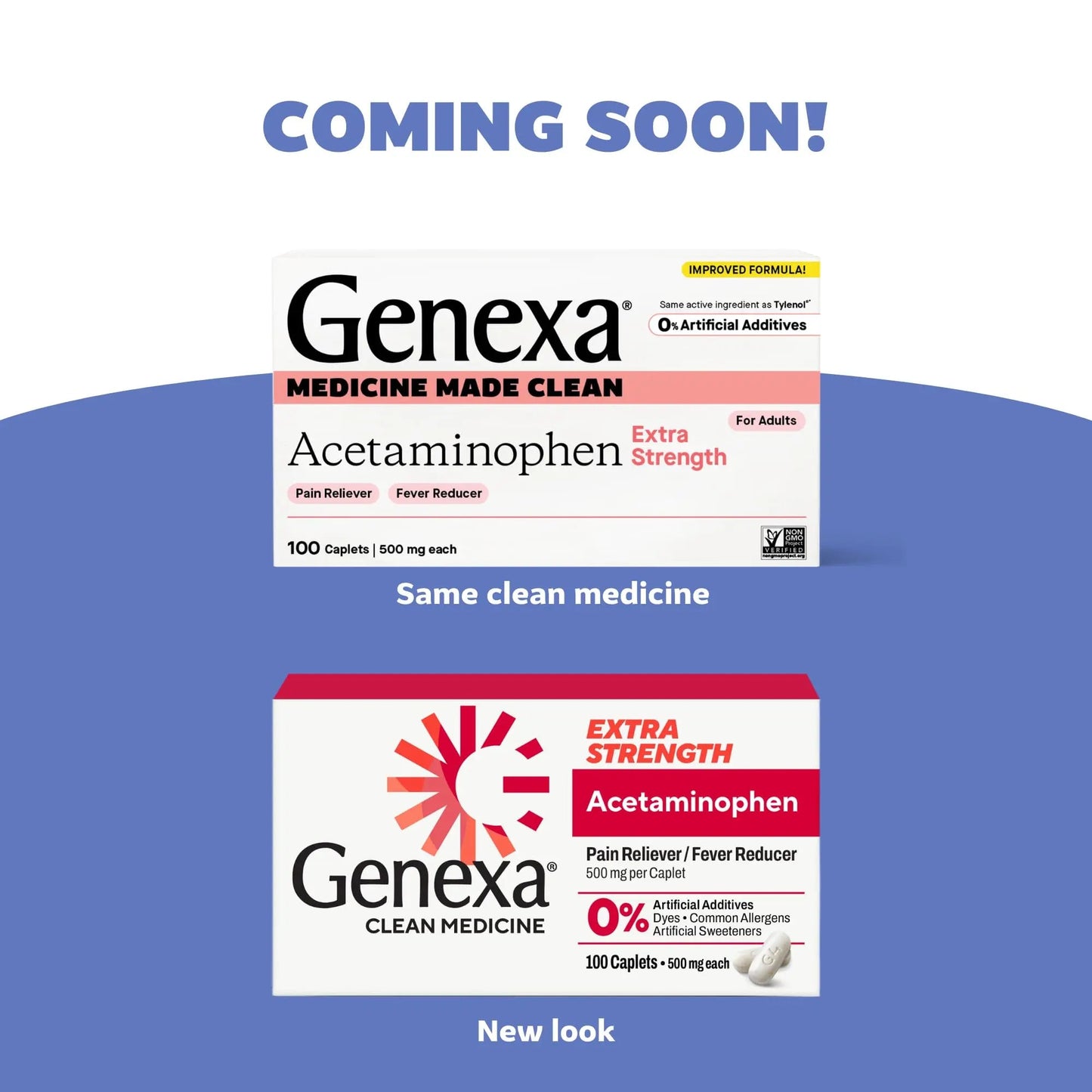 Genexa Clean Acetaminophen 500mg Extra Strength, Dye Free Pain Reliever Fever Reducer, 0% Artificial Additives, Pain Medicine for Adults, Relieves Headache, Backache, Minor Arthritis Pain, 100 Tablets - dailyvitalstore