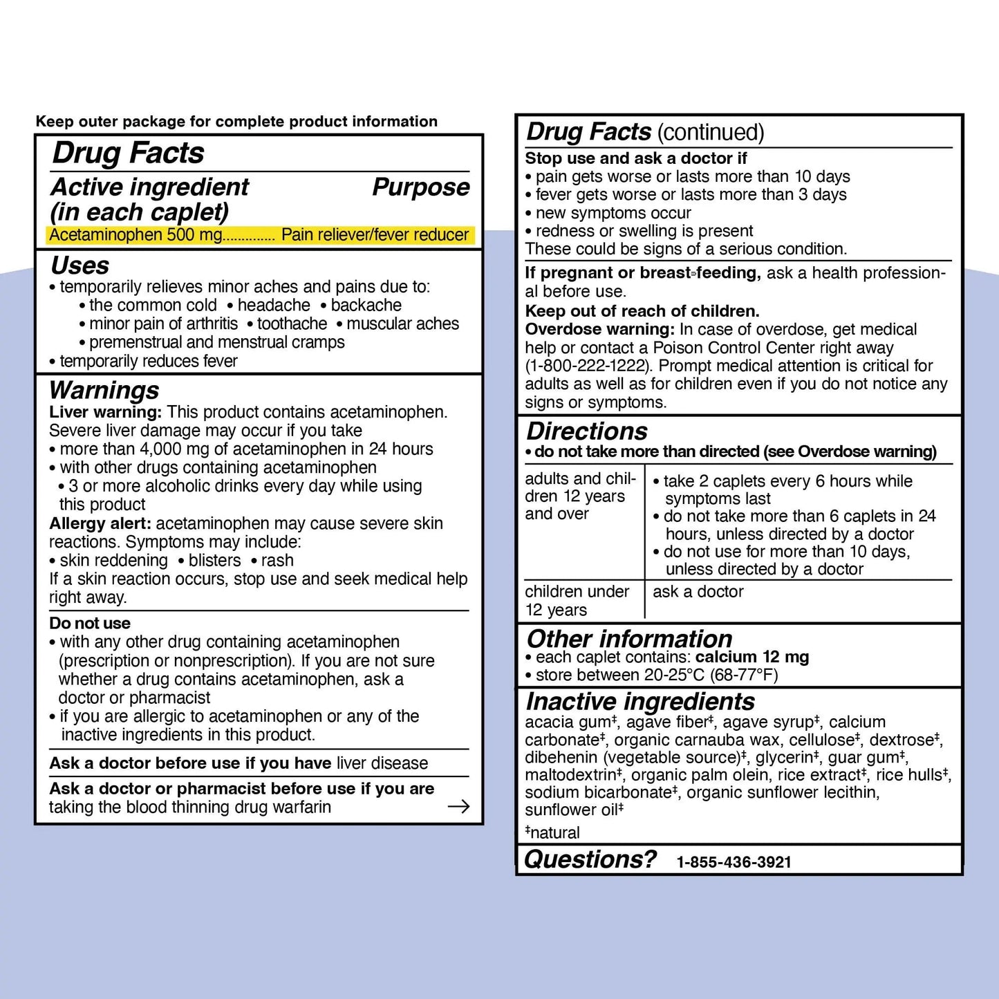 Genexa Clean Acetaminophen 500mg Extra Strength, Dye Free Pain Reliever Fever Reducer, 0% Artificial Additives, Pain Medicine for Adults, Relieves Headache, Backache, Minor Arthritis Pain, 100 Tablets - dailyvitalstore