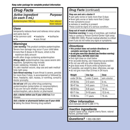 Genexa Infants' Clean Acetaminophen | Pediatrician Preferred Ingredients | Pain Reliever & Fever Reducer for Babies | Dye Free, 0% Artificial Additives | Delicious Organic Blueberry Flavor, 2 fl oz - dailyvitalstore