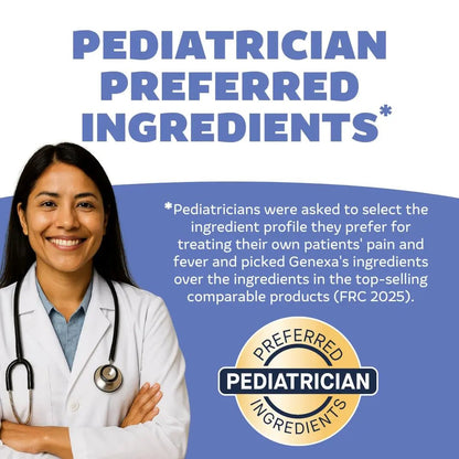 Genexa Infants' Clean Acetaminophen | Pediatrician Preferred Ingredients | Pain Reliever & Fever Reducer for Babies | Dye Free, 0% Artificial Additives | Delicious Organic Blueberry Flavor, 2 fl oz - dailyvitalstore