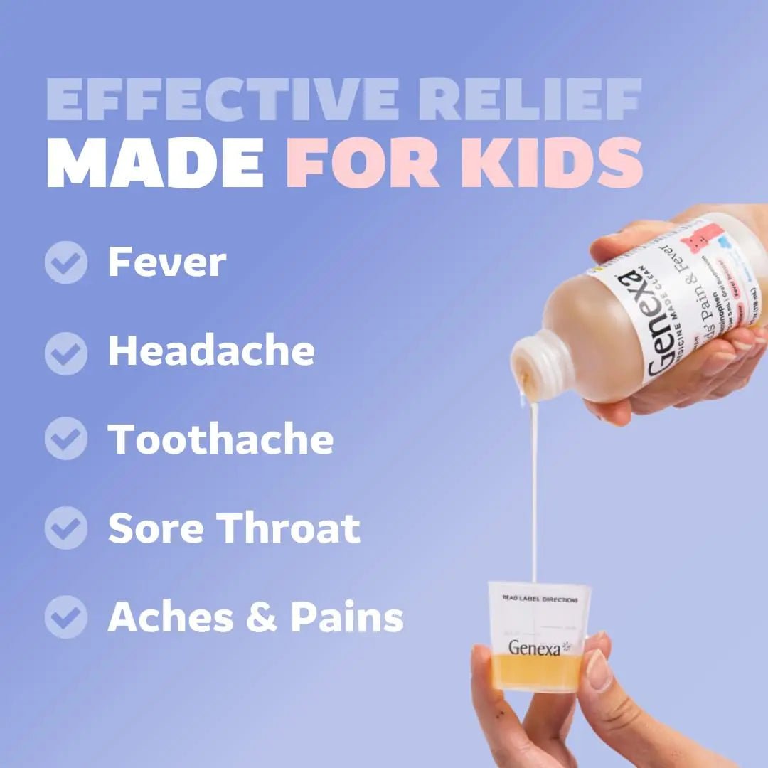 Genexa Kids & Adults Clean Acetaminophen Combo | Family Pain & Fever Bundle | Dye Free, 0% Artificial Additives | Vegan & Non-GMO | Medicine Made Clean | Ages 2-11, 12+ (2 Pack) - dailyvitalstore