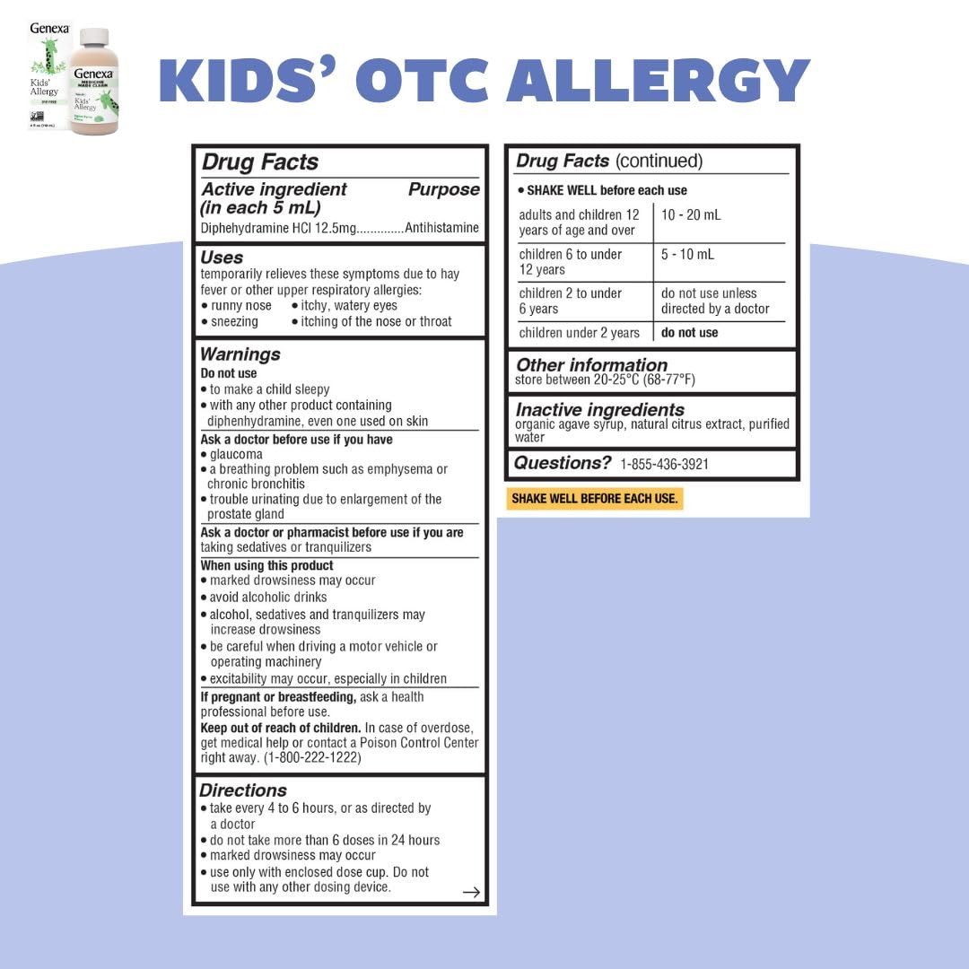Genexa Kids Allergy Bundle | Powerful OTC Medicine + Gentle Homeopathic Remedy | Antihistamine, Relieves Runny Nose, Sneezing & Itchy Eyes | Organic Acai & Agave Flavors | Ages 6+ - dailyvitalstore