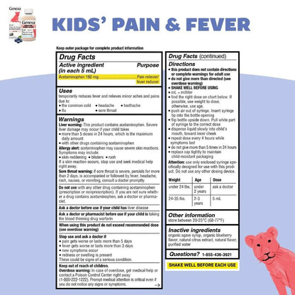 Genexa Kids' Clean Pain & Fever Acetaminophen Bundle | Relieves Fever & Minor Aches and Pain | Dye Free, 0% Artificial Additives | Chewable Tablets & Liquid Oral Suspension for Children Aged 2-11 - dailyvitalstore