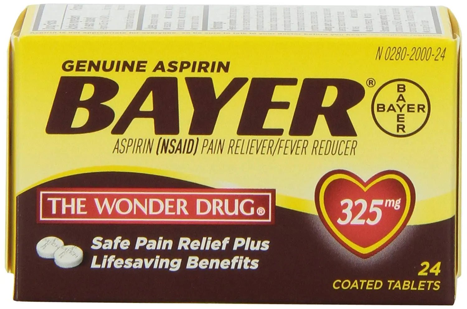 Genuine Bayer Aspirin 325mg Tablets, 24-Count (Pack of 2) - dailyvitalstore