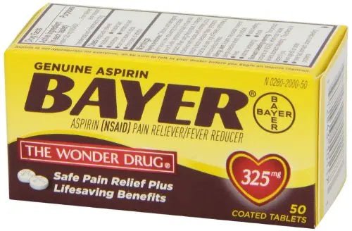 Genuine Bayer Aspirin 325mg Tablets, 50-Count (Pack of 2) - dailyvitalstore
