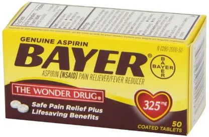 Genuine Bayer Aspirin 325mg Tablets, 50-Count (Pack of 2) - dailyvitalstore